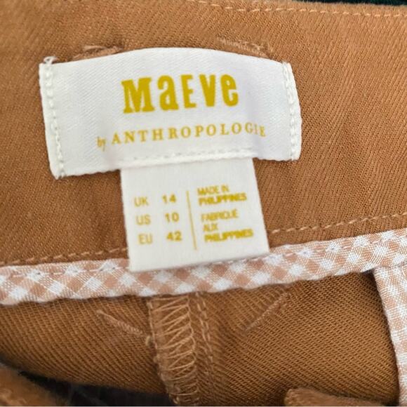 Maeve Anthropologie Relaxed Wide Leg Pants Cedar Brown size 10 Button Front - Picture 9 of 10